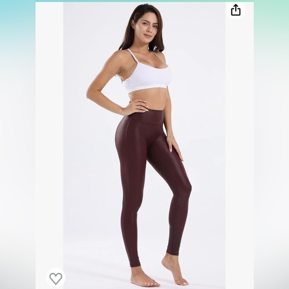 Tagoo Faux Leather Dressy Leggings Women Tummy Control High Waisted Medium NWT - Picture 3 of 16